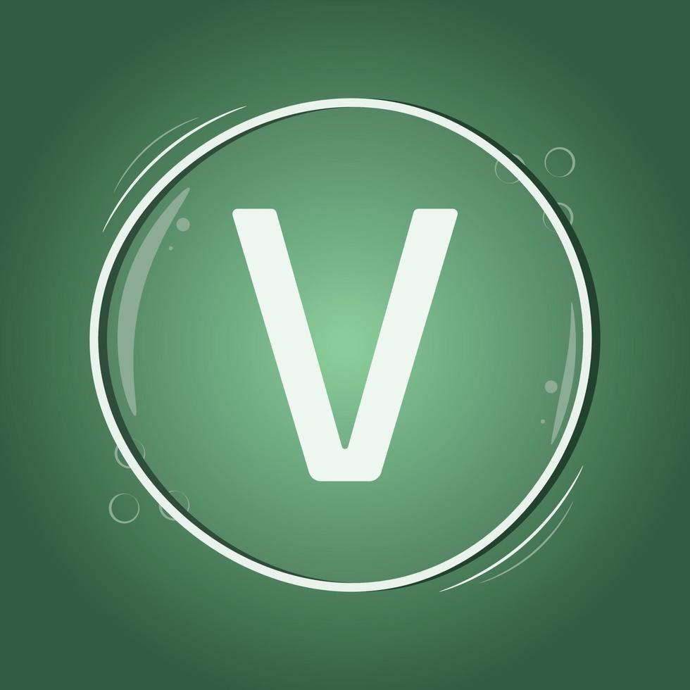 v letra círculo logotipo diseño fondo verde plano vector inteligente ilustración