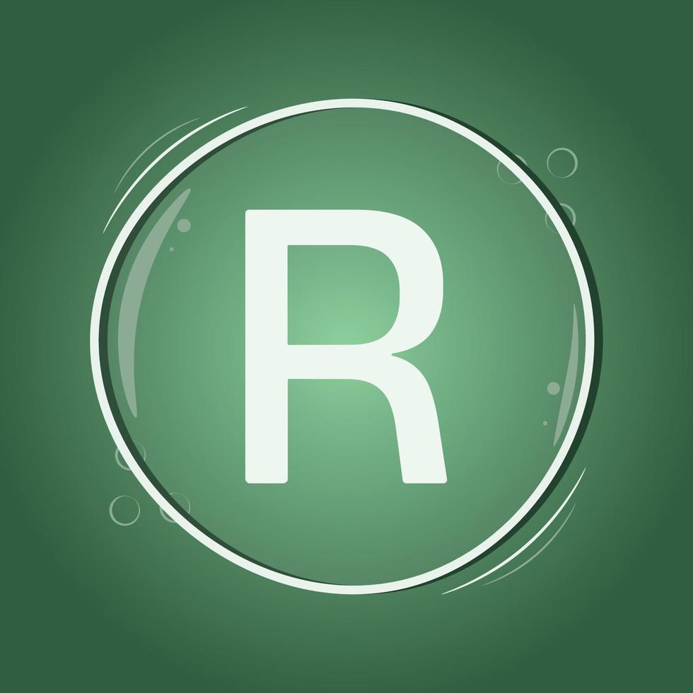 r letter circle logo design green background flat vector smart illustration