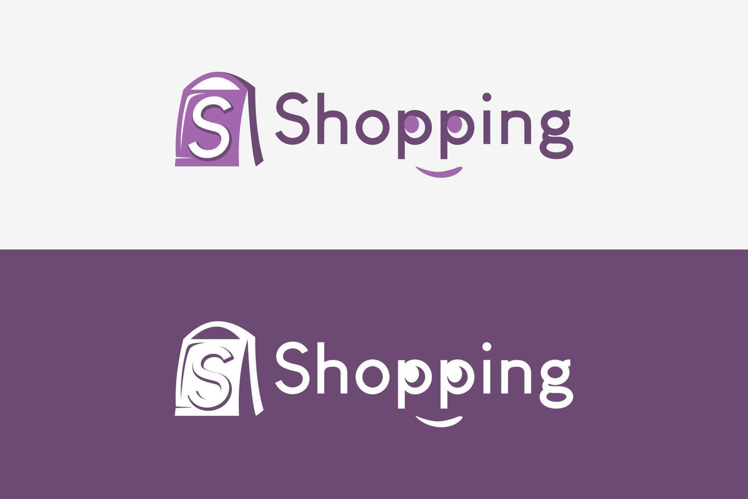 diseño simple de logotipo e icono de compras con una ilustración de vector de bolsa de papel en un concepto creativo de color pastel.