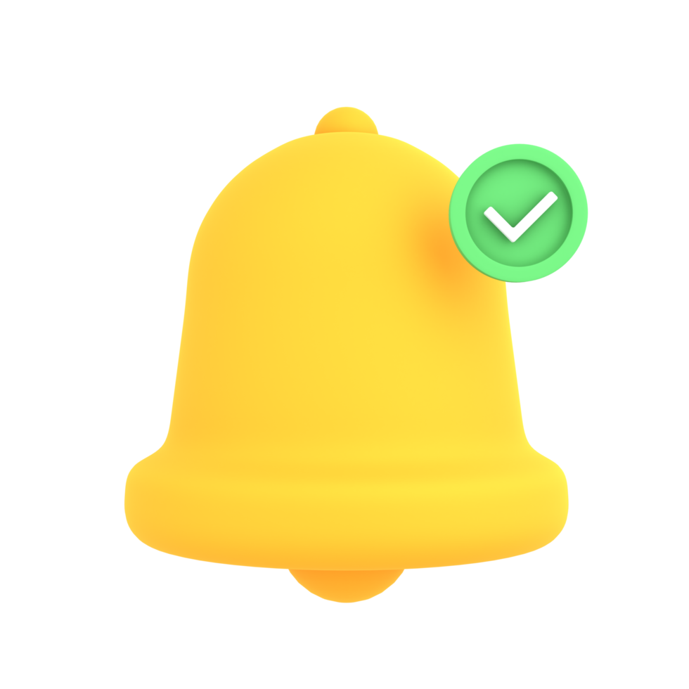 3d notification bell reminder alert icon png