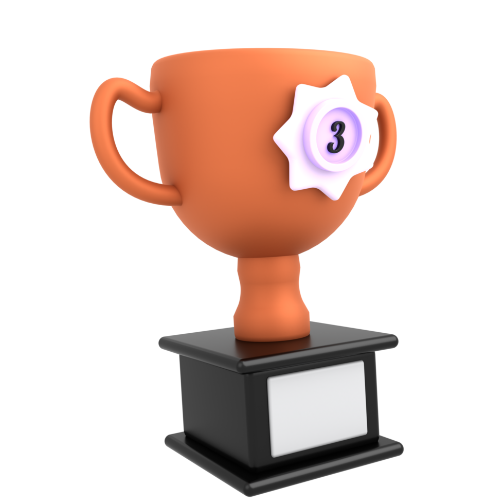 3d icon trophy with bronze badge png