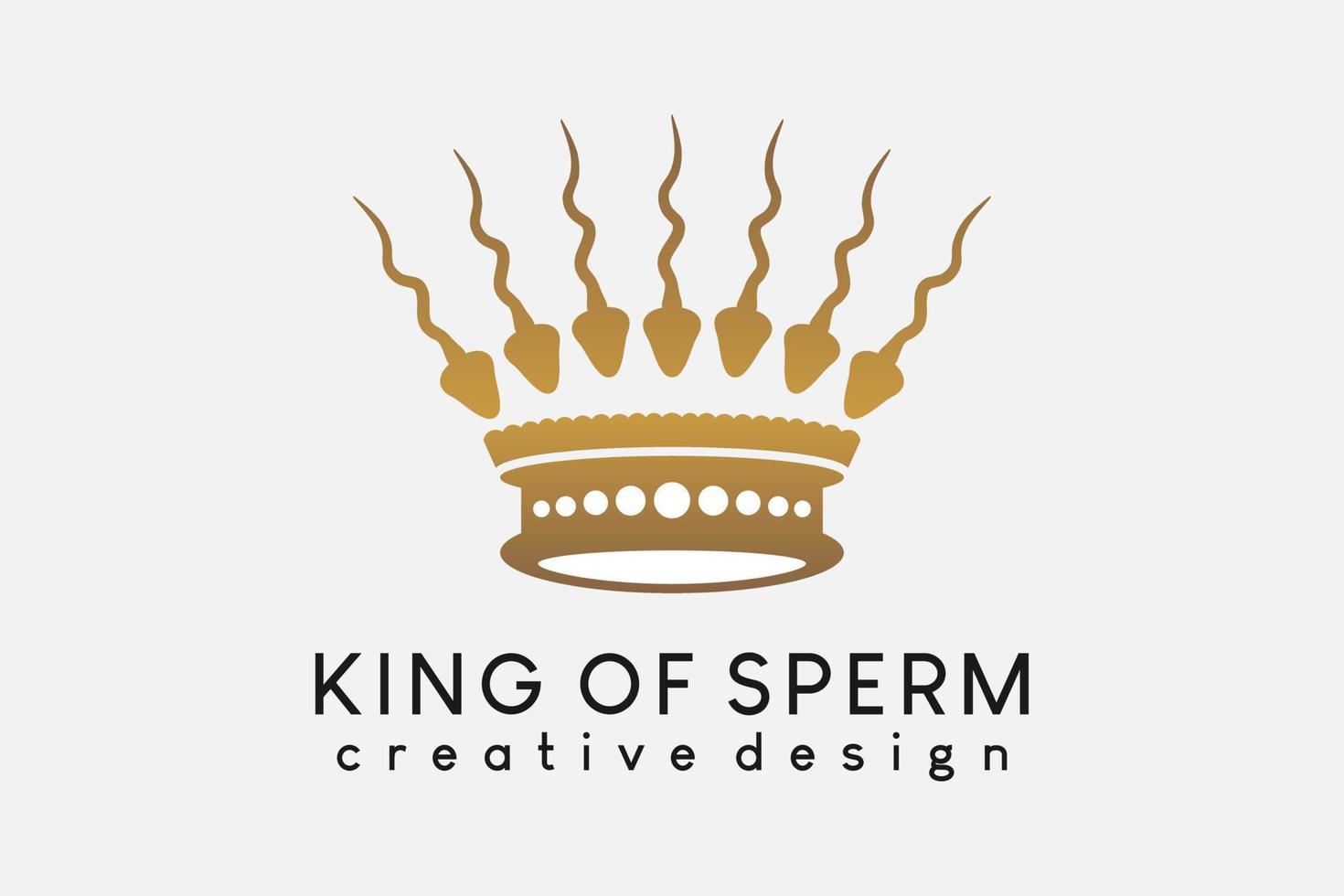 diseño del logotipo de esperma, icono de esperma combinado con un icono de corona en un concepto creativo vector