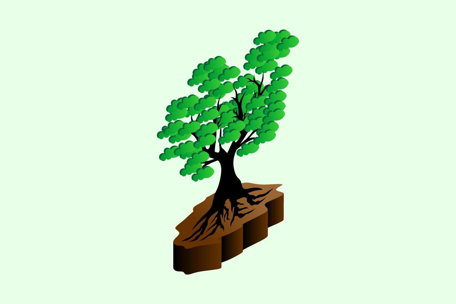 concepto creativo de ilustración de árbol isométrico, árbol simple isométrico vector