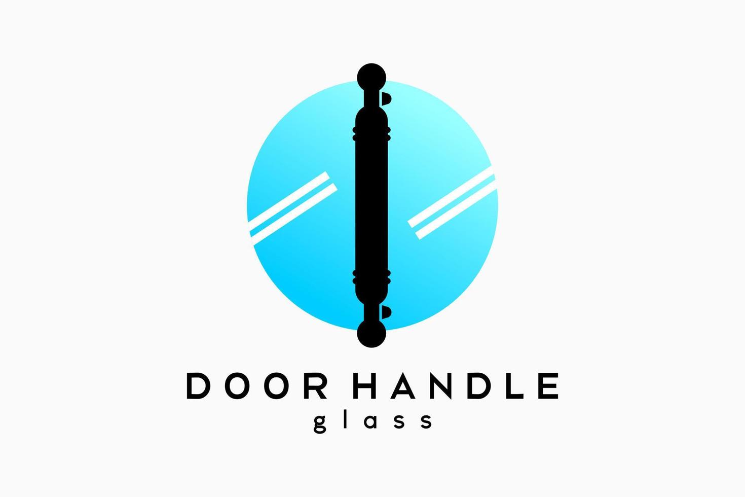 Glass door handle logo design, glass door handle silhouette colliding with glass icon in a creative concept in a circle vector