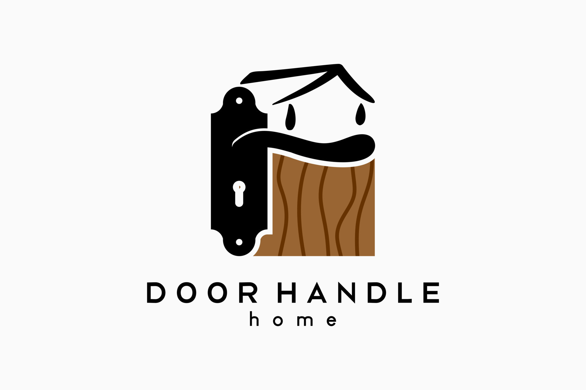 Door handle logo design, door handle silhouette combined with house