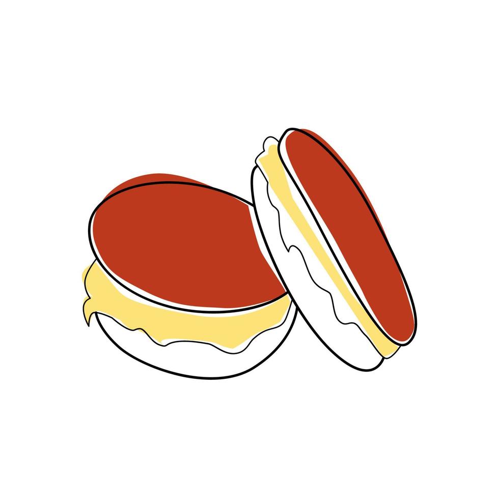 esbozó dos macarrones de colores pastel ilustración vectorial vector