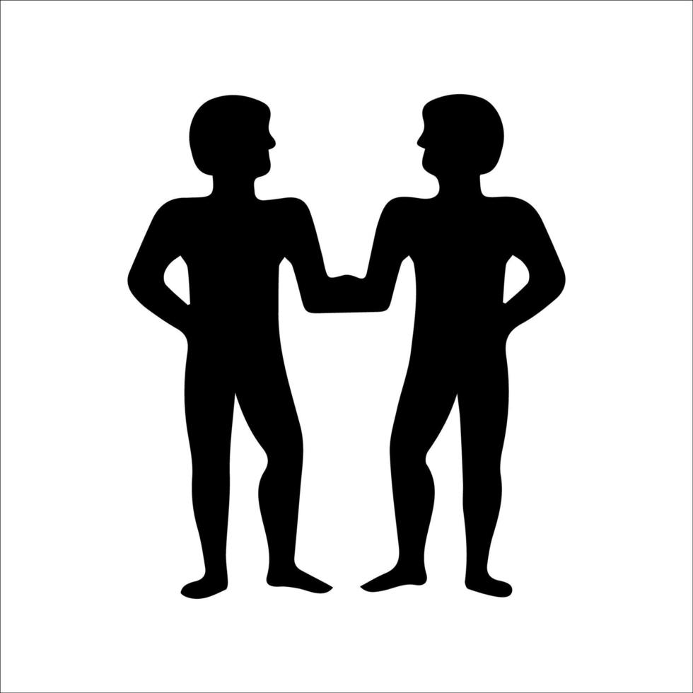 twin brothers black silhouette Gemini illustration vector