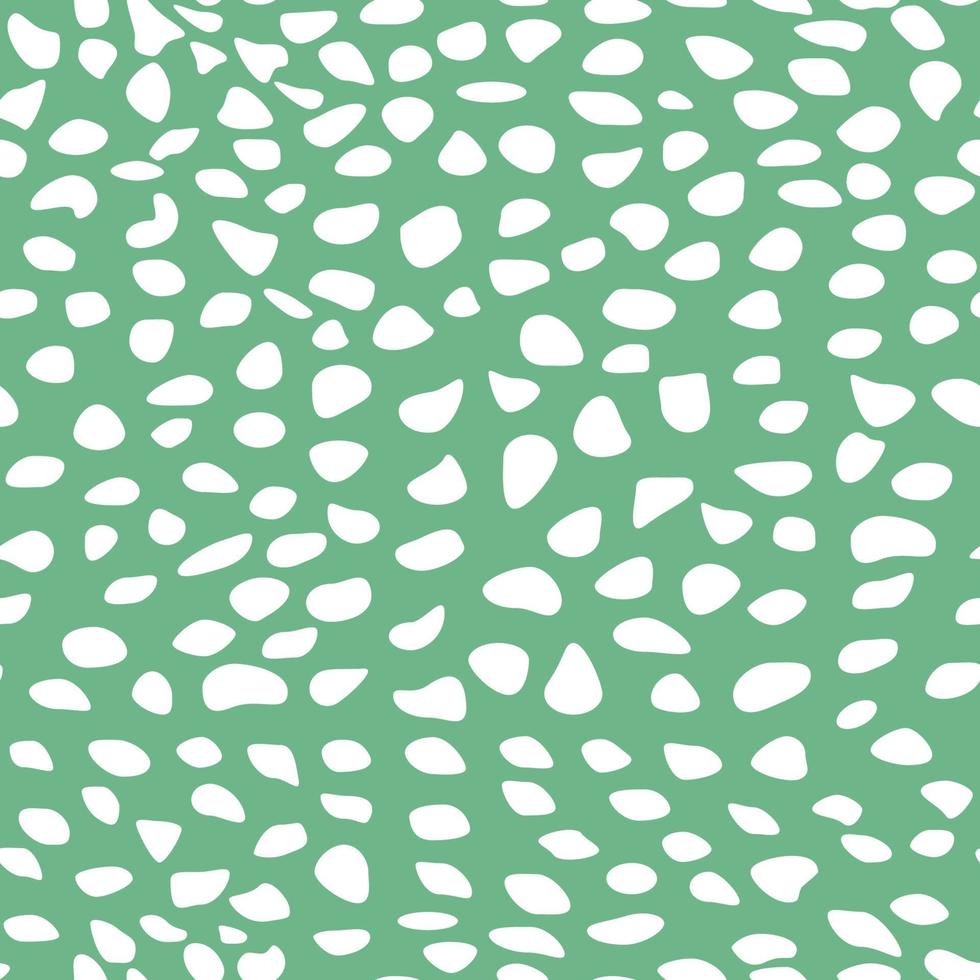 puntos abstractos dibujados a mano de patrones sin fisuras tracería de mancha blanca sobre fondo verde ritmo irregular e ilustración de tamaño vector