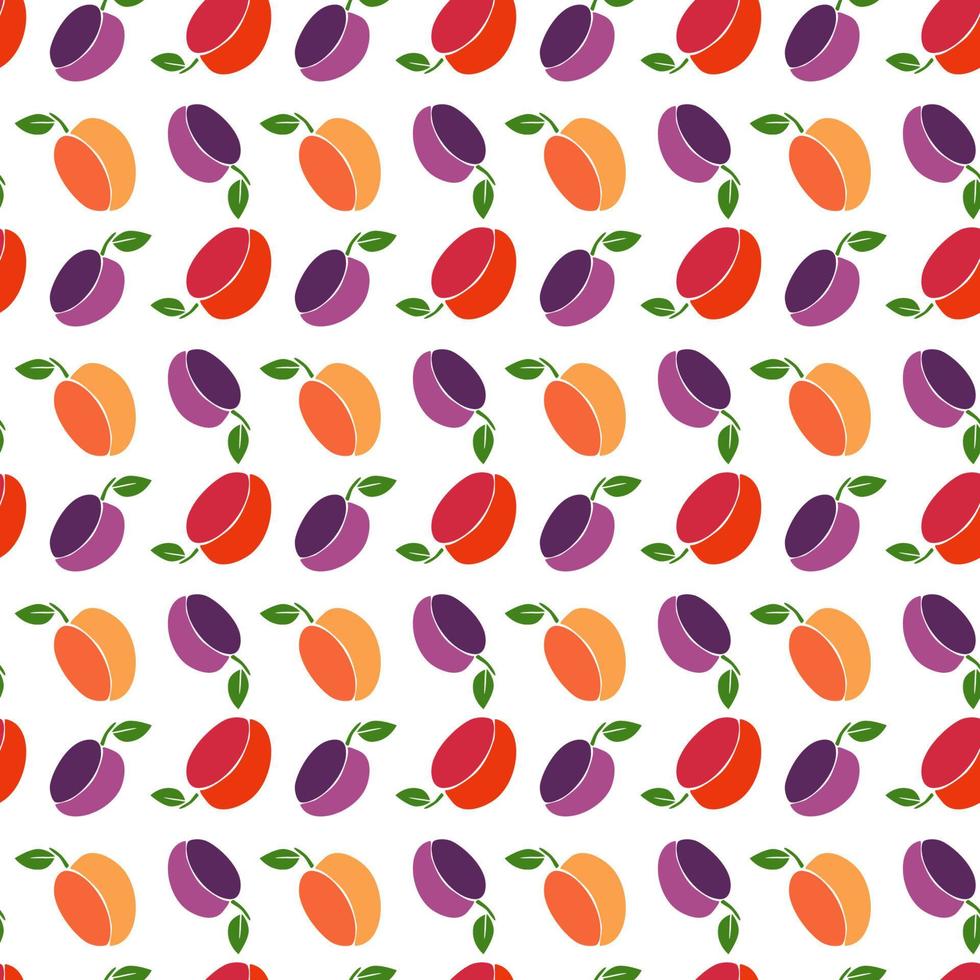 abstracto boho plup naranja púrpura patrón transparente sobre fondo blanco frutas dibujadas a mano para diseño textil, decoración del hogar, niños, cubiertas, póster, ilustración de vector de tarjeta