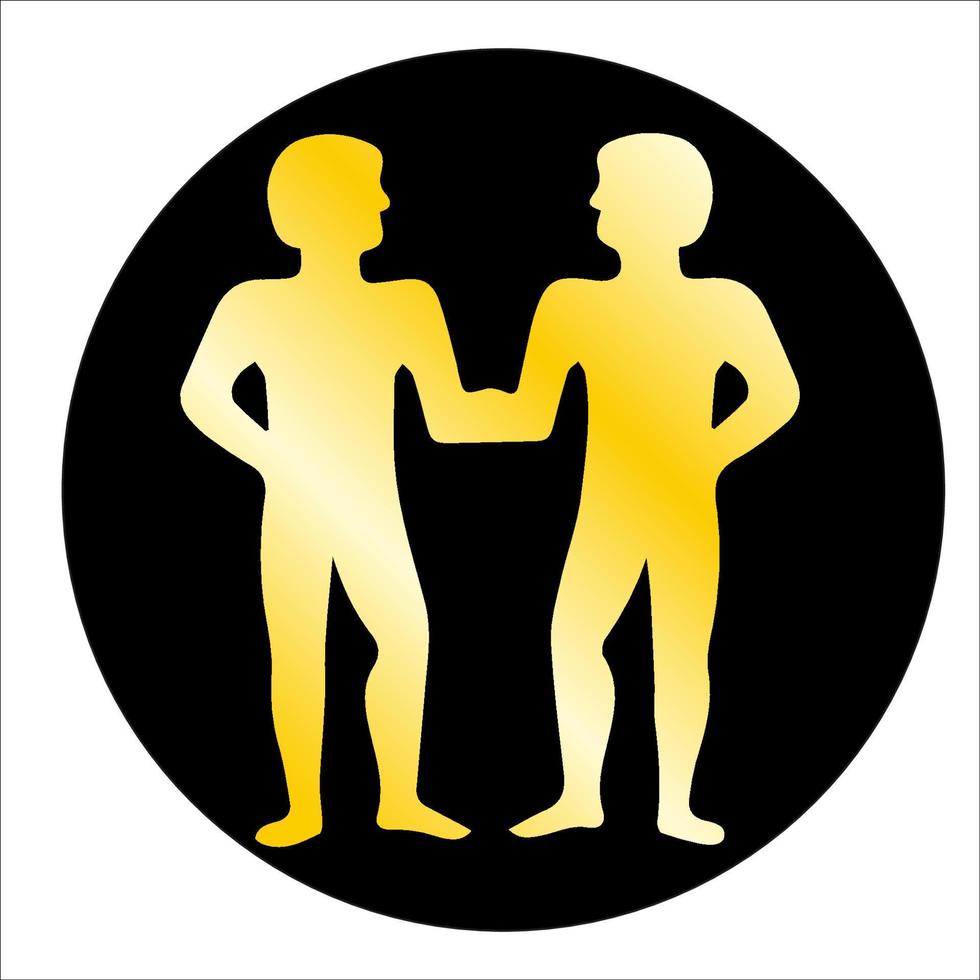 twin brothers gold silhouette Gemini illustration vector