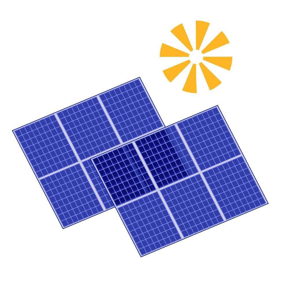 Solar Panels illustration, energy of sun, alternative green renewable energy source, solar electricity. vector