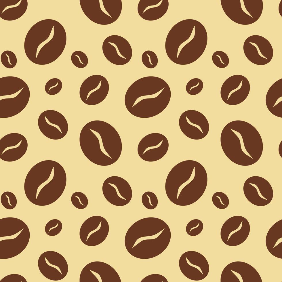 Fondo de patrones sin fisuras de granos de café para menú, diseño y decoración de carteles de tarjetas de papel de envoltura de cafetería. vector