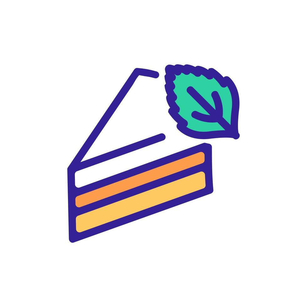 piece of cake with mint icon vector outline illustration