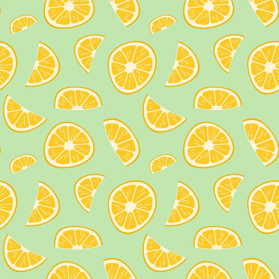 Hand drawn lemon slice seamless pattern cute yellow illustartion rich of vitamin C fruit vector