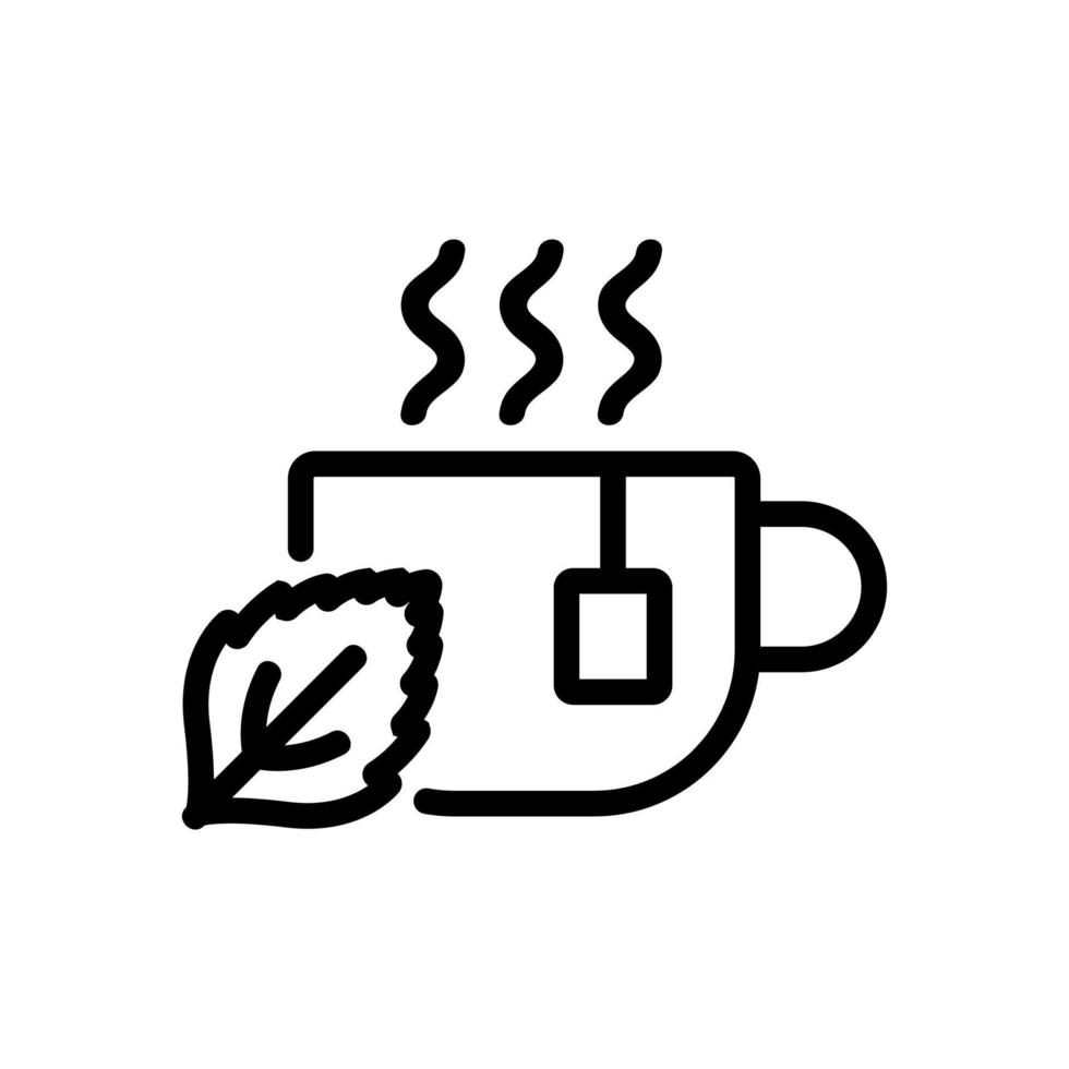 té de menta en taza icono vector ilustración de contorno