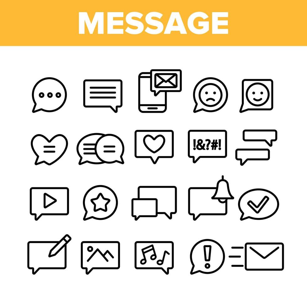 Collection Different SMS Message Icons Set Vector