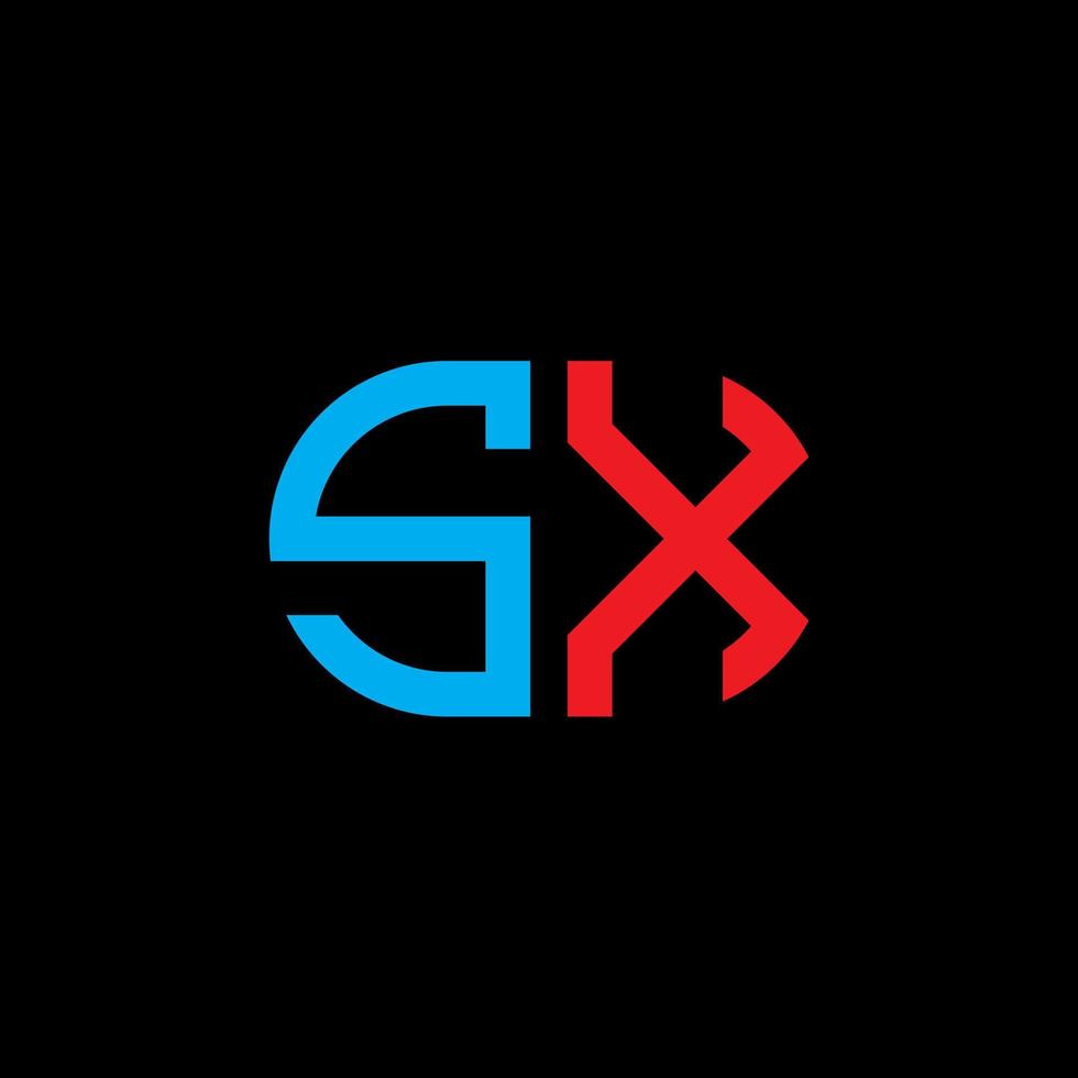 Diseño creativo del logotipo de la letra sx con gráfico vectorial vector