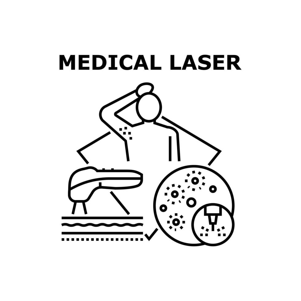 concepto de vector de láser médico ilustración negra