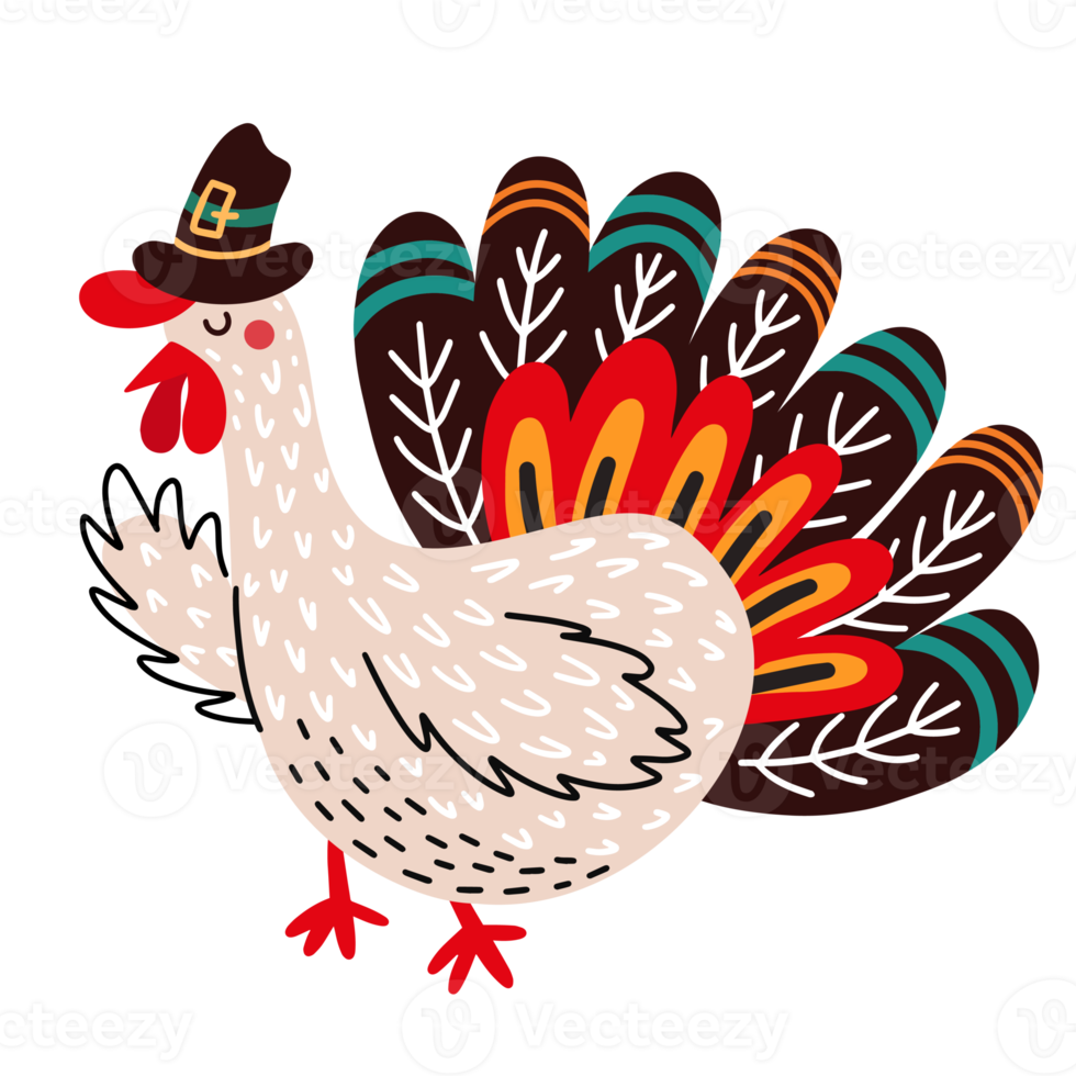 símbolo tradicional de acción de gracias de pavo divertido lindo png