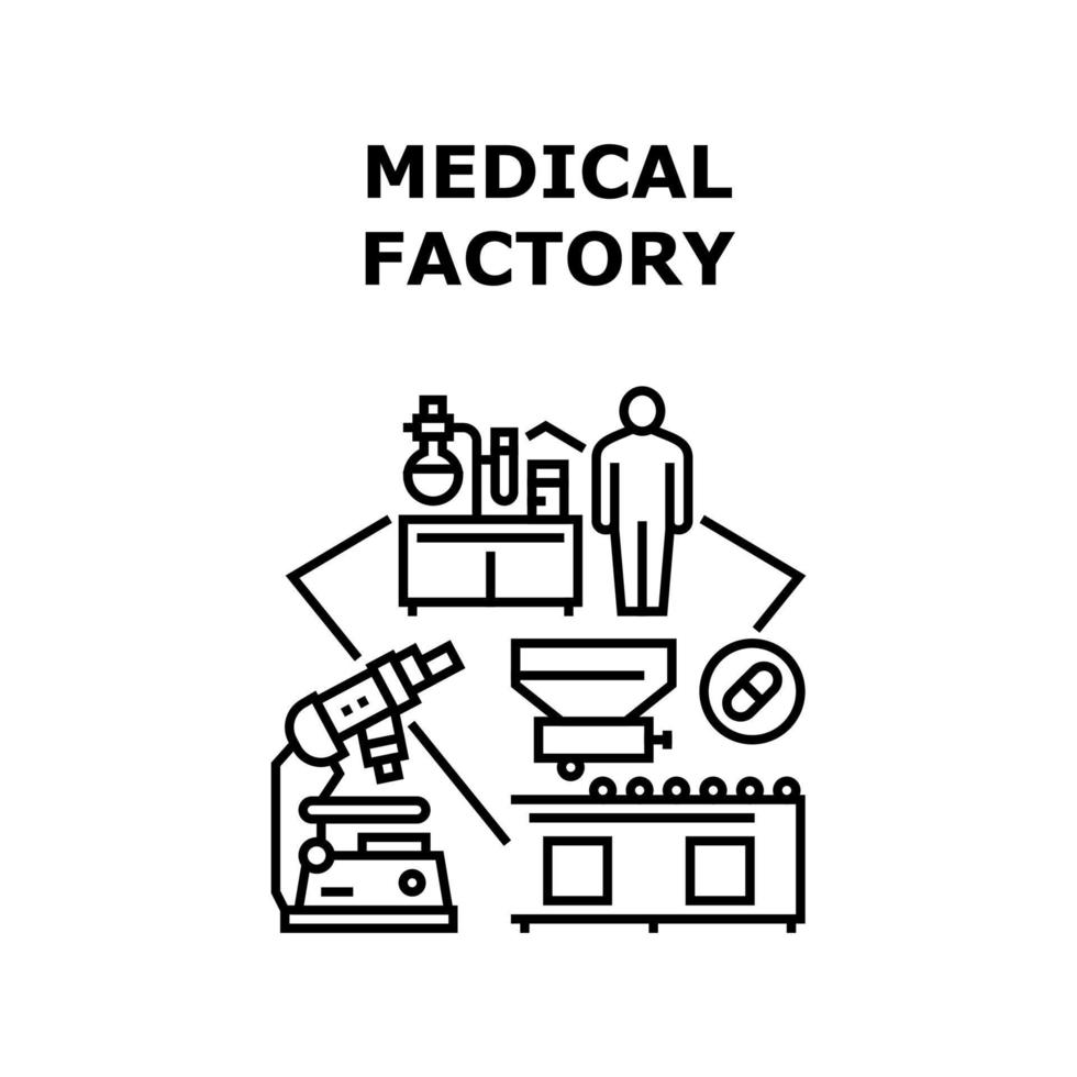 Medical Factory Vector Concept Black Illustration