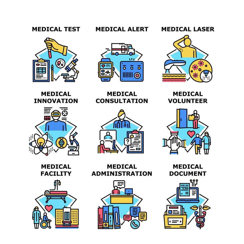 Medical Volunteer Set Icons Vector Illustrations