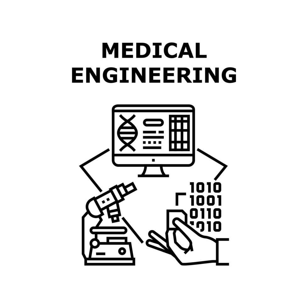 concepto de ingeniería médica ilustración negra vector