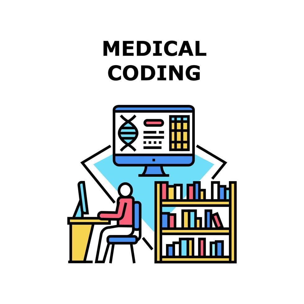 ilustración de vector de icono de codificación médica