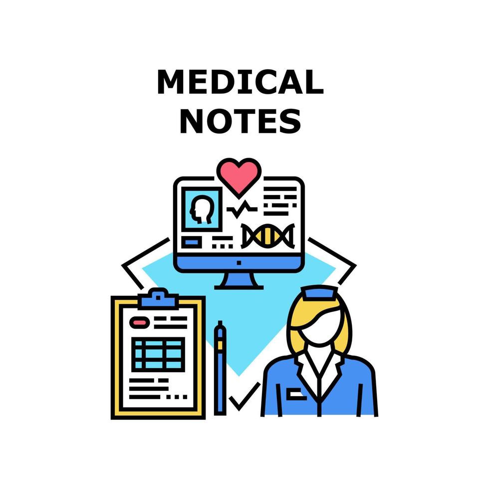 ilustración de vector de icono de notas médicas