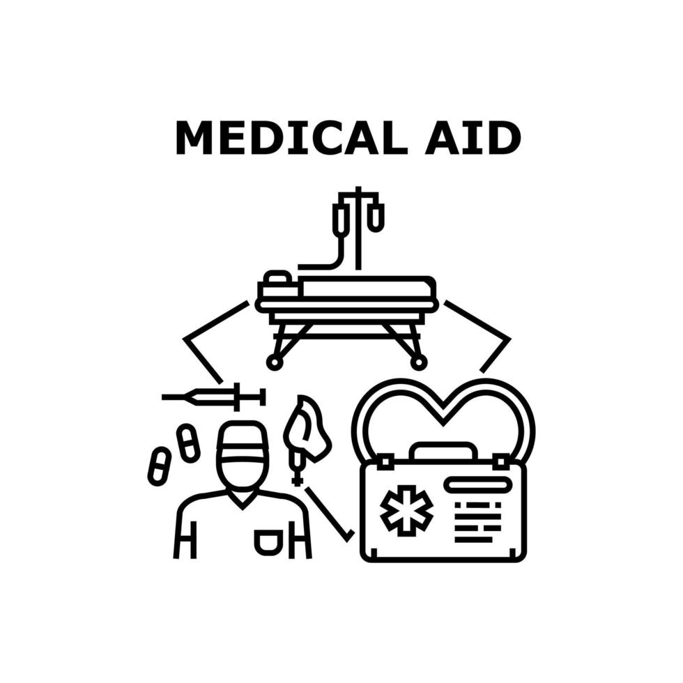Medical Aid Vector Concept Black Illustration