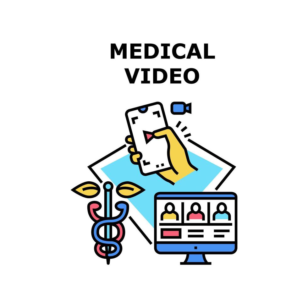 ilustración de vector de icono de video médico