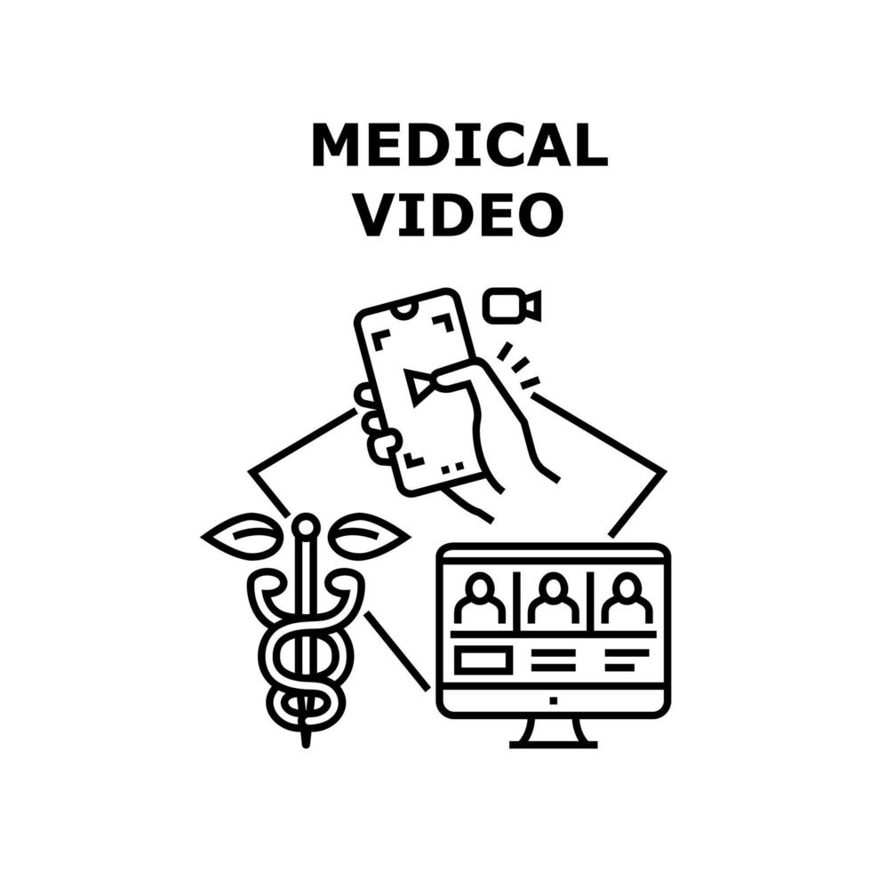 ilustración de vector de icono de video médico