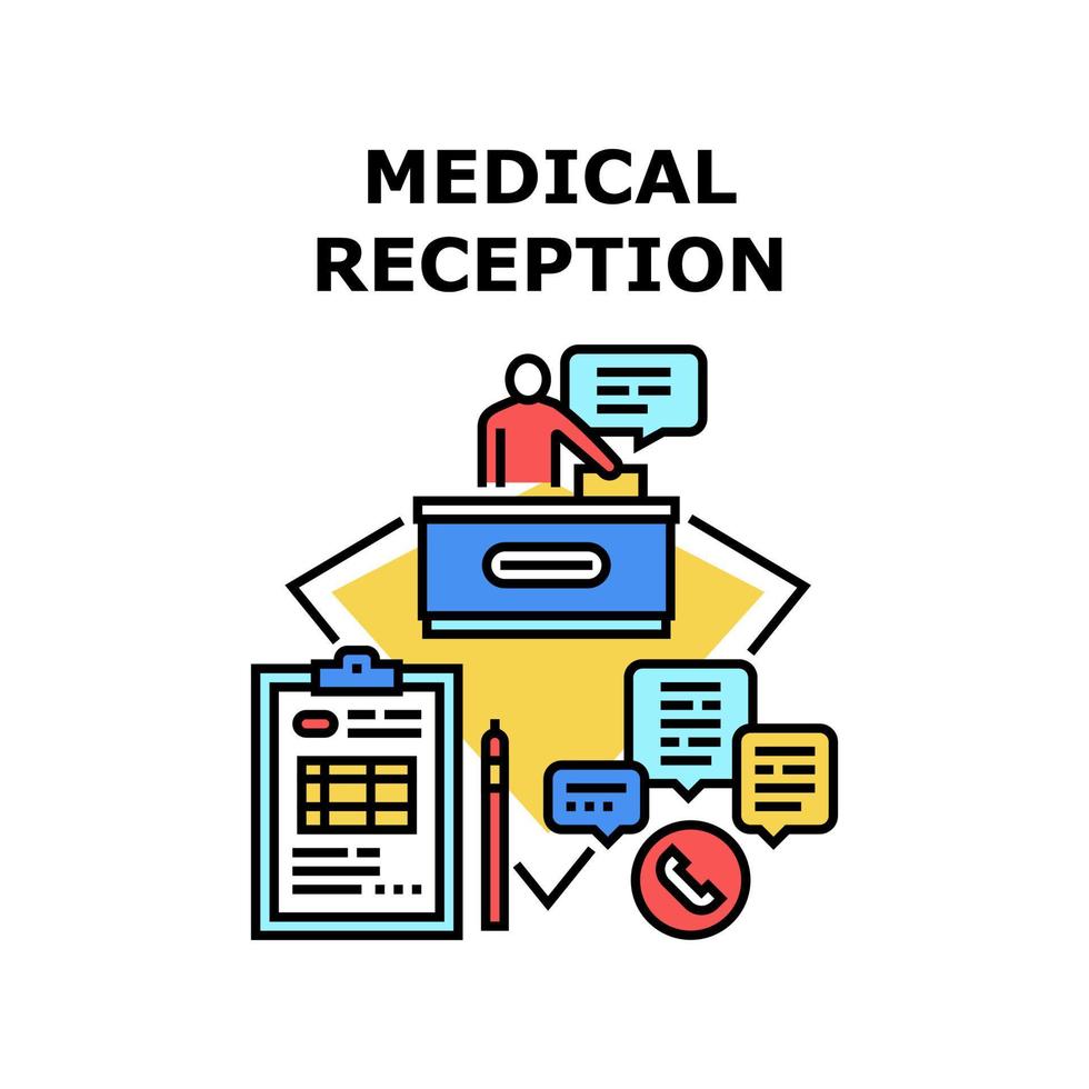 Medical Reception Desk Concept Color Illustration vector