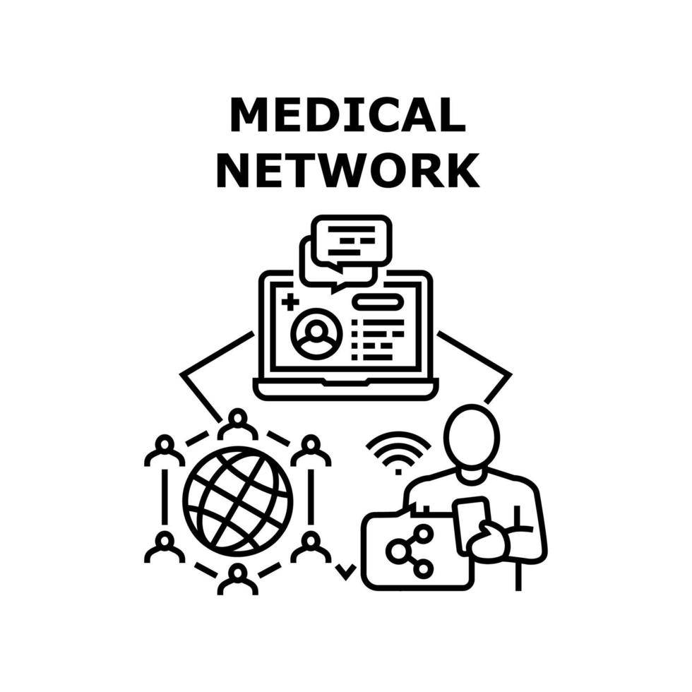 ilustración de vector de icono de red médica