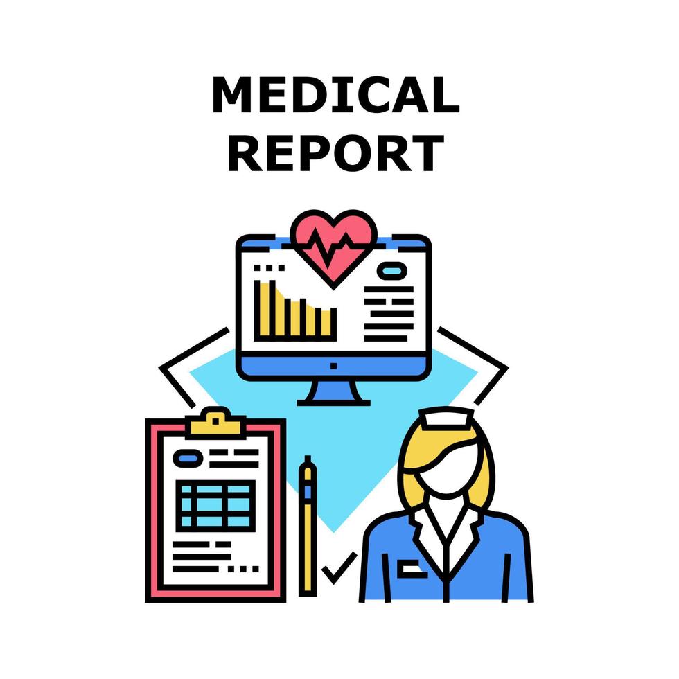 ilustración de color de concepto de vector de informe médico