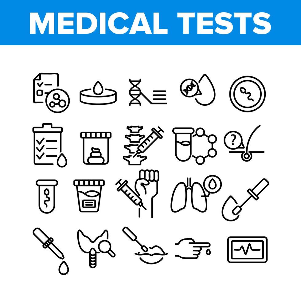 conjunto de iconos de colección de análisis de pruebas médicas vector