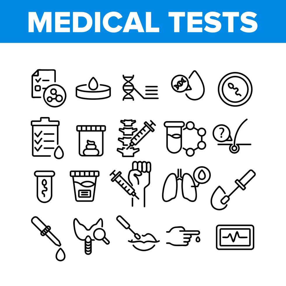 Medical Test Analysis Collection Icons Set Vector