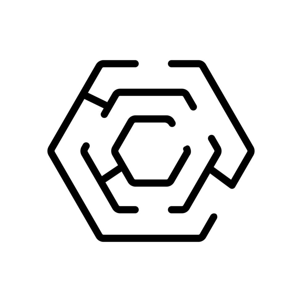 ilustración de contorno de vector de icono de laberinto hexagonal