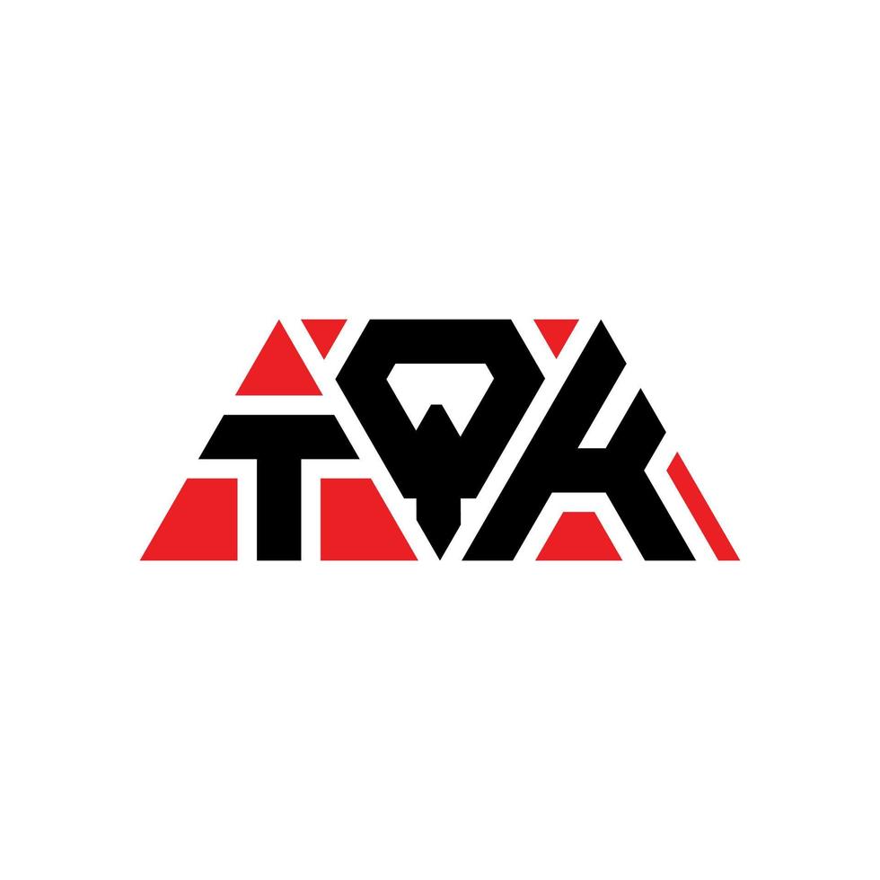 TQK triangle letter logo design with triangle shape. TQK triangle logo design monogram. TQK triangle vector logo template with red color. TQK triangular logo Simple, Elegant, and Luxurious Logo. TQK