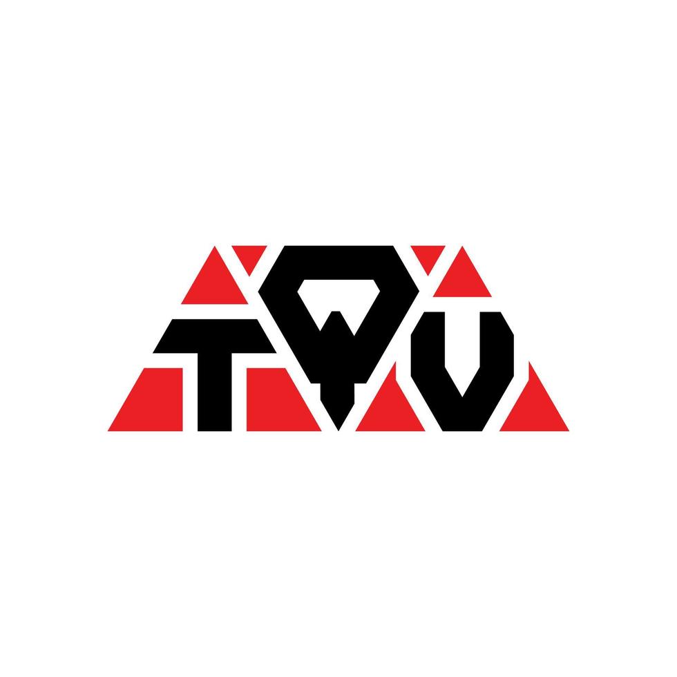 TQV triangle letter logo design with triangle shape. TQV triangle logo design monogram. TQV triangle vector logo template with red color. TQV triangular logo Simple, Elegant, and Luxurious Logo. TQV