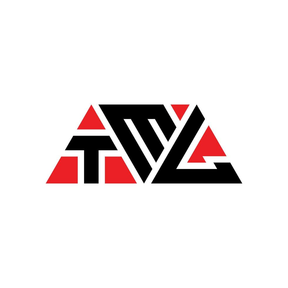 Diseño de logotipo de letra triangular tml con forma de triángulo. monograma de diseño de logotipo de triángulo tml. plantilla de logotipo de vector de triángulo tml con color rojo. logotipo triangular tml logotipo simple, elegante y lujoso. tml