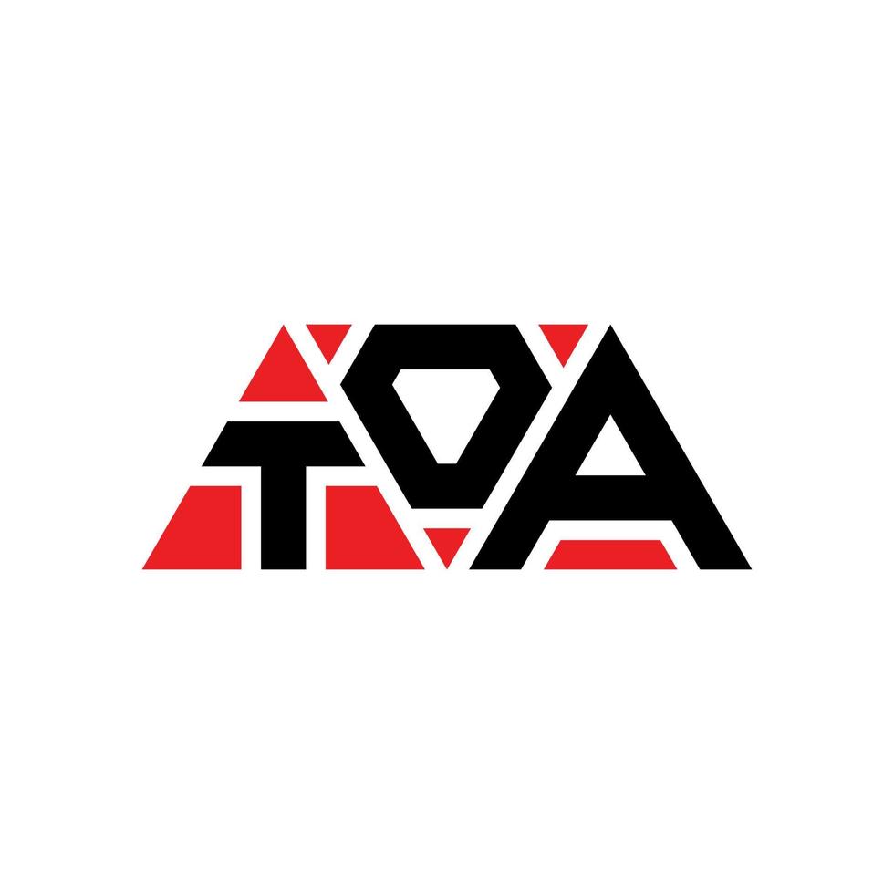 TOA triangle letter logo design with triangle shape. TOA triangle logo design monogram. TOA triangle vector logo template with red color. TOA triangular logo Simple, Elegant, and Luxurious Logo. TOA