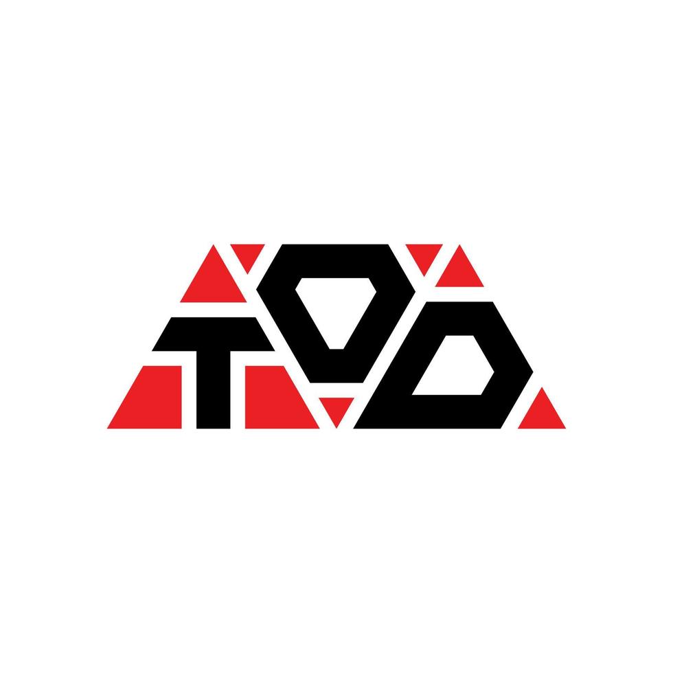 diseño de logotipo de letra de triángulo tod con forma de triángulo. monograma de diseño de logotipo de triángulo tod. plantilla de logotipo de vector de triángulo tod con color rojo. logo triangular tod logo simple, elegante y lujoso. tod