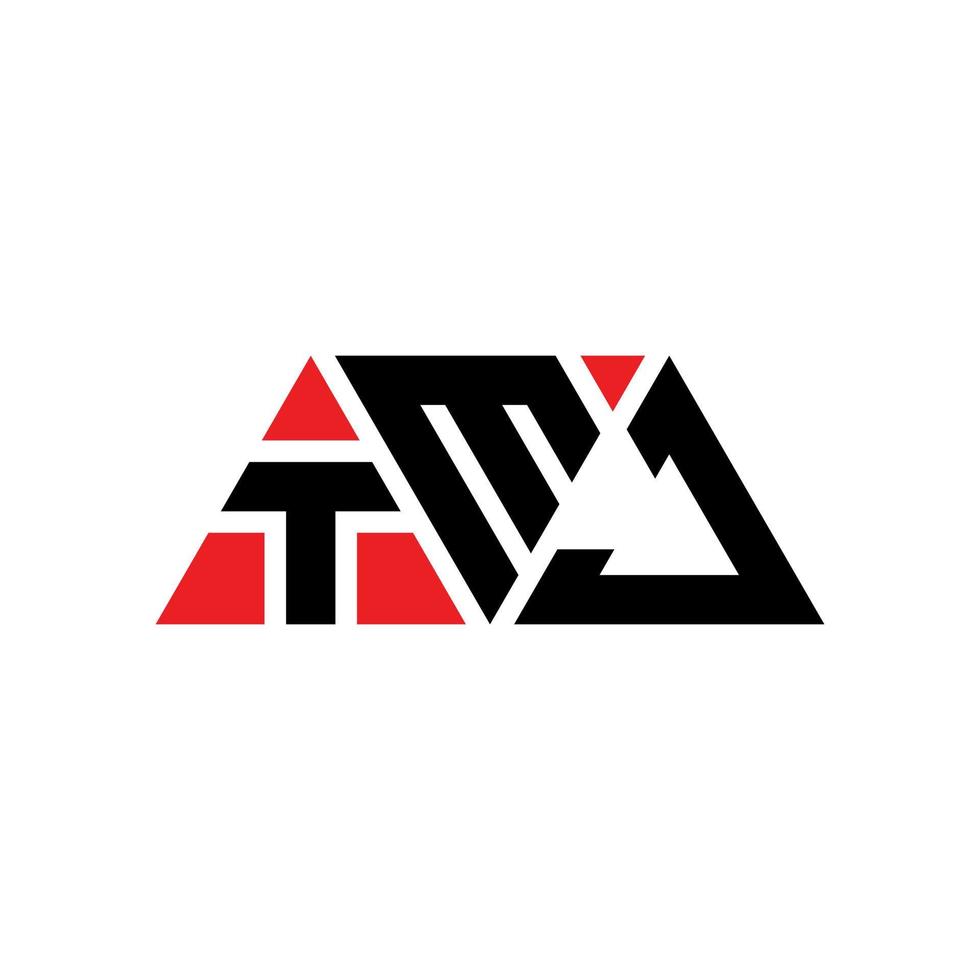 diseño de logotipo de letra triangular tmj con forma de triángulo. monograma de diseño de logotipo de triángulo tmj. plantilla de logotipo de vector de triángulo tmj con color rojo. logotipo triangular tmj logotipo simple, elegante y lujoso. tmj