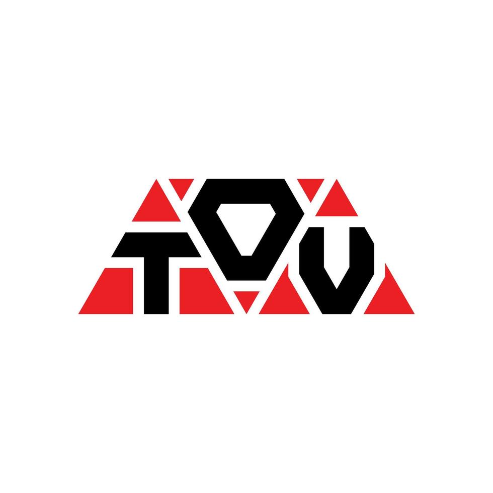 TOV triangle letter logo design with triangle shape. TOV triangle logo design monogram. TOV triangle vector logo template with red color. TOV triangular logo Simple, Elegant, and Luxurious Logo. TOV