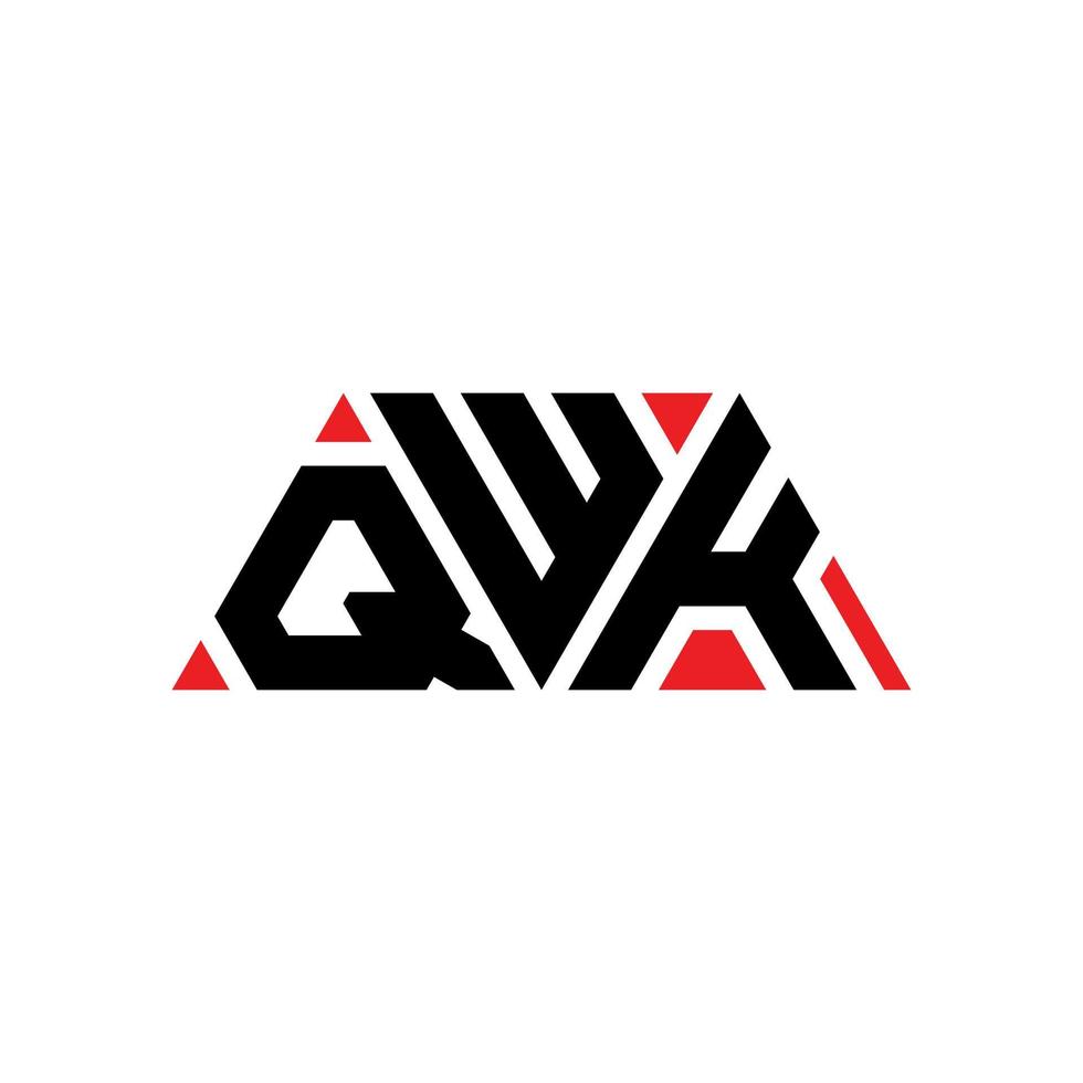 QWK triangle letter logo design with triangle shape. QWK triangle logo design monogram. QWK triangle vector logo template with red color. QWK triangular logo Simple, Elegant, and Luxurious Logo. QWK