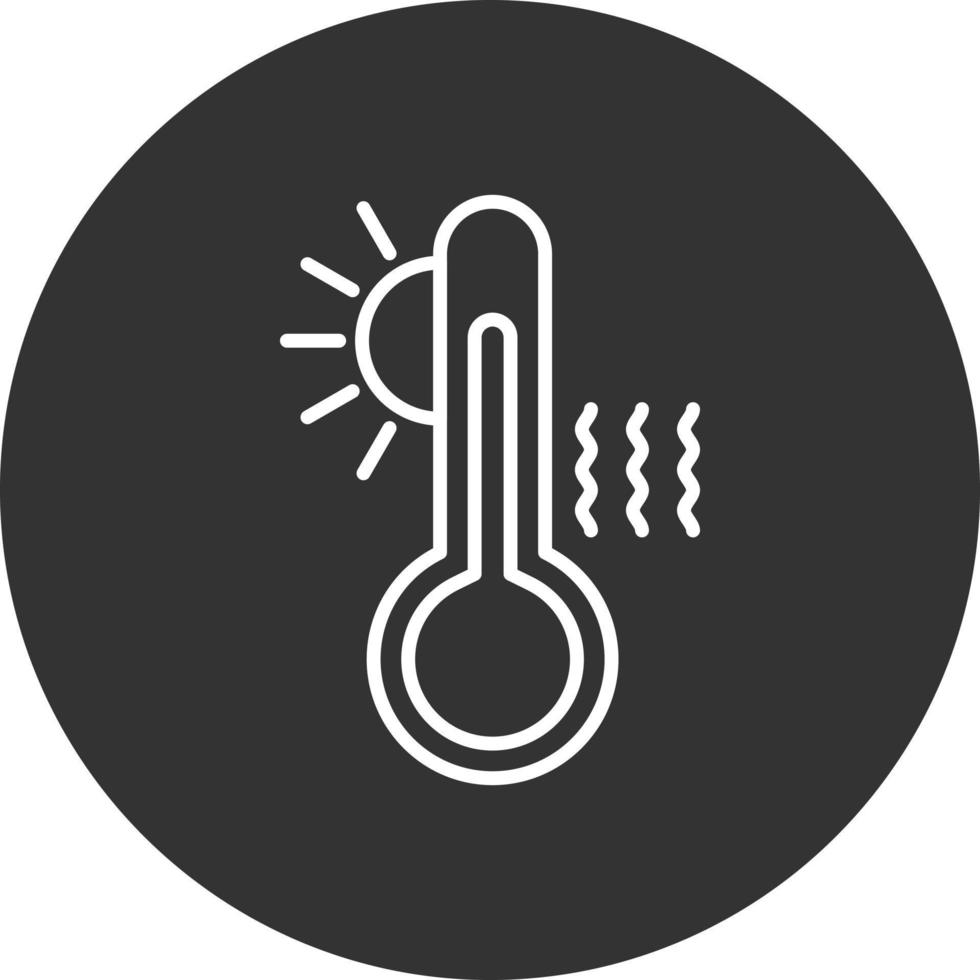 icono de línea invertida de alta temperatura vector