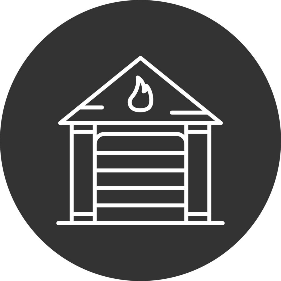 Fire Station Line Inverted Icon vector