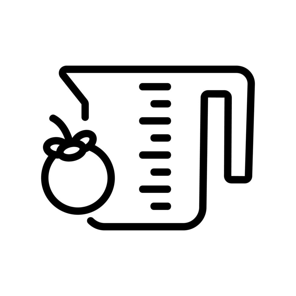 mangosteen fruit and measuring cup icon vector outline illustration