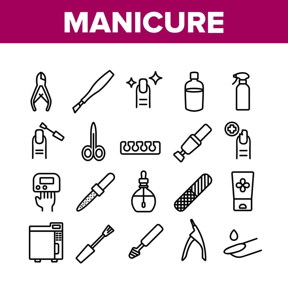 Manicure And Pedicure Equipment Icons Set Vector