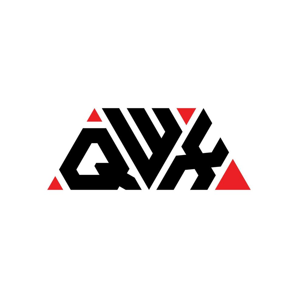 QWX triangle letter logo design with triangle shape. QWX triangle logo design monogram. QWX triangle vector logo template with red color. QWX triangular logo Simple, Elegant, and Luxurious Logo. QWX